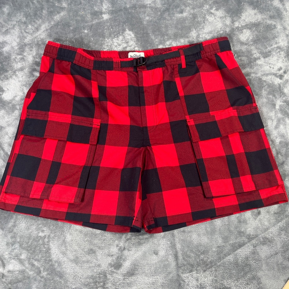 Woolrich x Target Womens Cargo Shorts XL Red Black Buffalo Plaid Cottagecore NEW